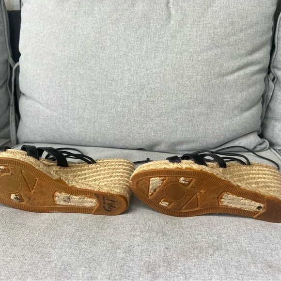 Andre Assous Sexy Black Strappy Wedge Leather Lace-up Espadrille Sandals - Picture 8 of 14